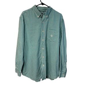 Chaps Men's XL Green Gingham Check Button Up Long Sleeve Shirt